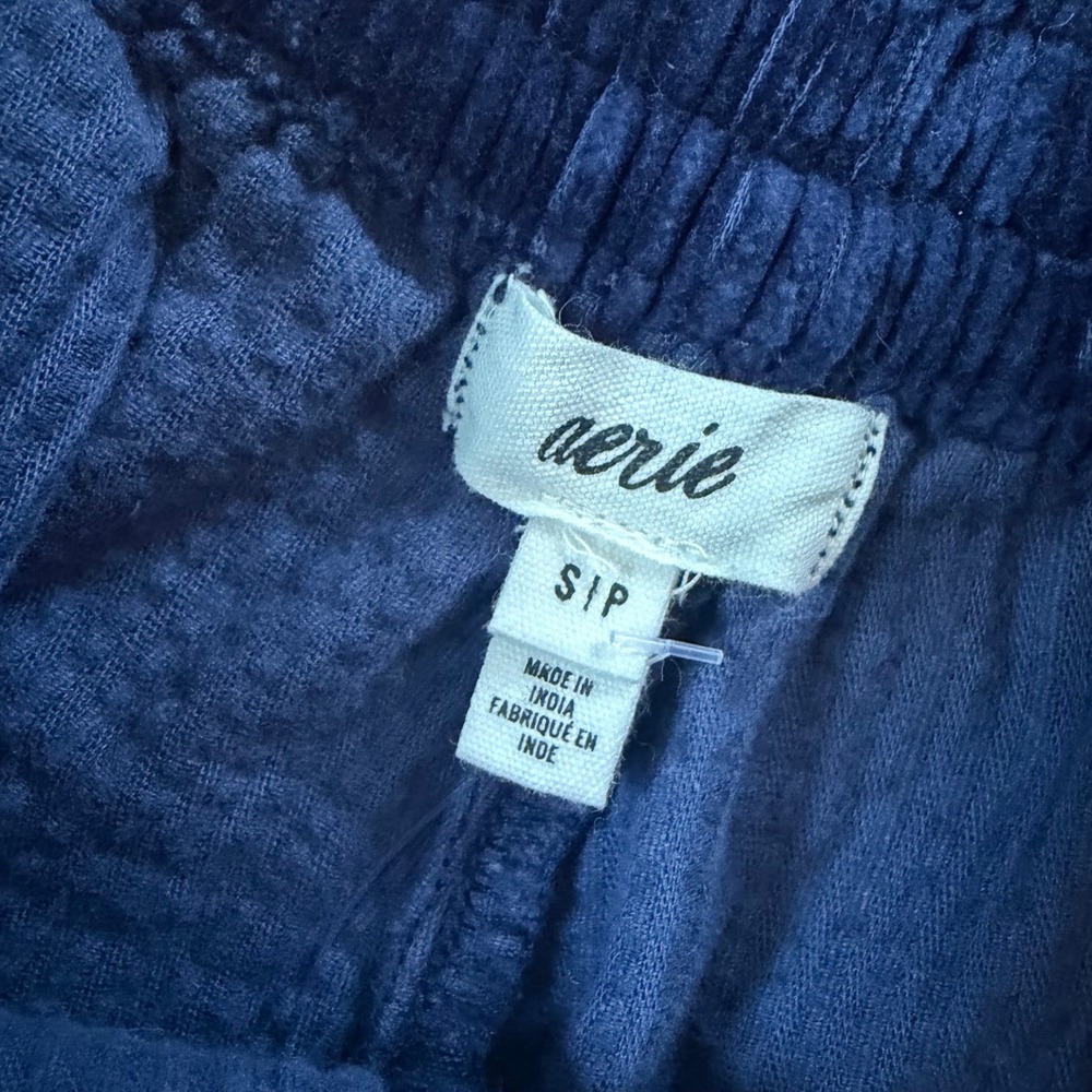 Aerie NWT Blue Corduroy Shorts Elastic Waist Pockets 100% Cotton Small‎ Summer - Picture 3 of 8